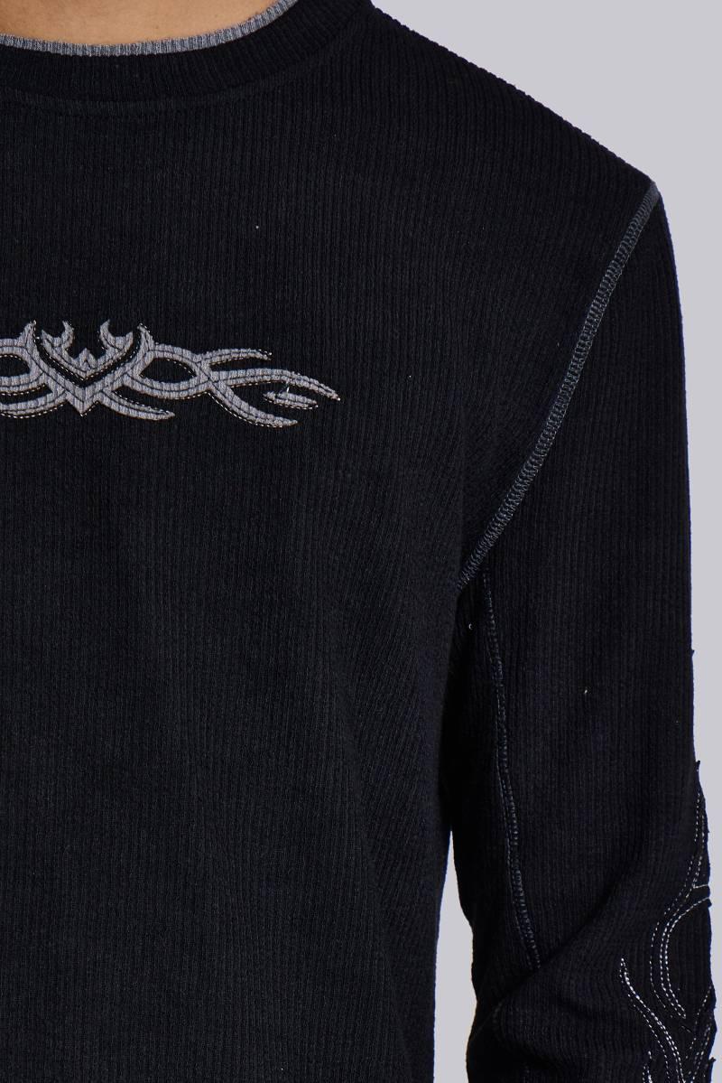 Jaded London Black Tattoo Applique Tee Black