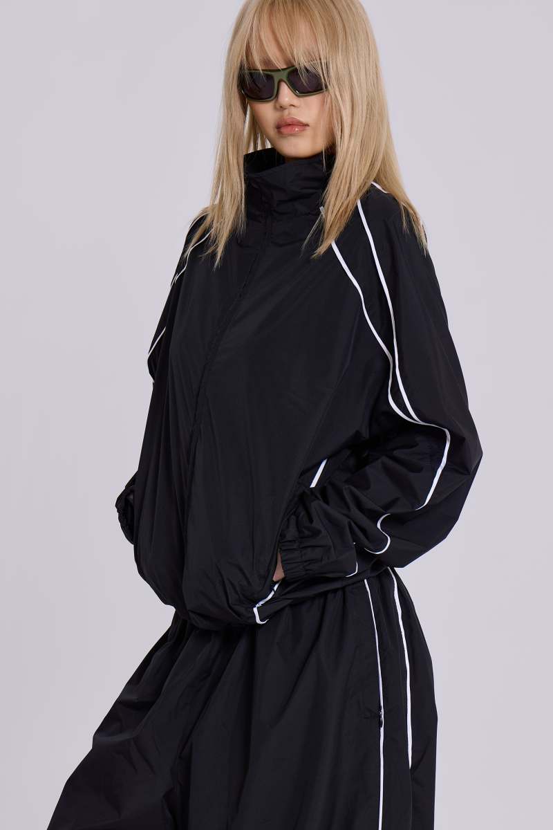 Jaded London Black Vapor Tracksuit Top Black