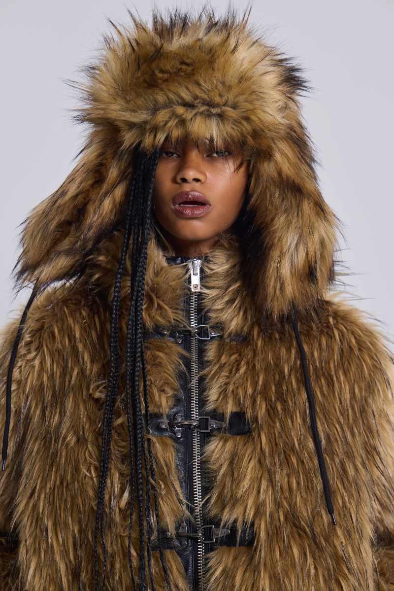 jaded london Blonde Fur Trapper Hat Beige