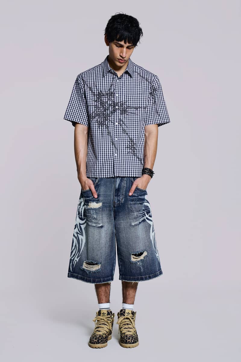 Jaded London Blue Atom Checked Shirt Blue Gingham