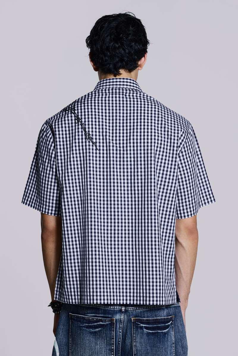 Jaded London Blue Atom Checked Shirt Blue Gingham