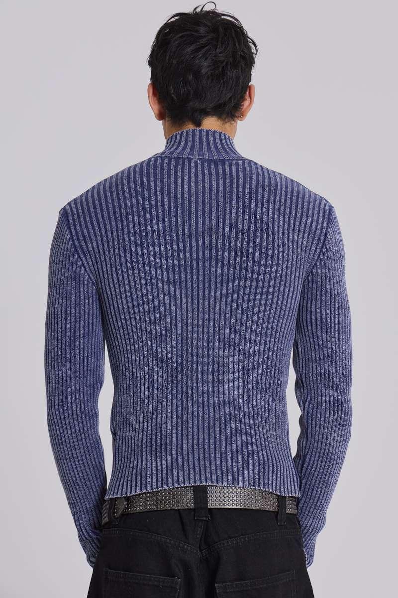 Jaded London Blue Lucid Knit Track Top Blue