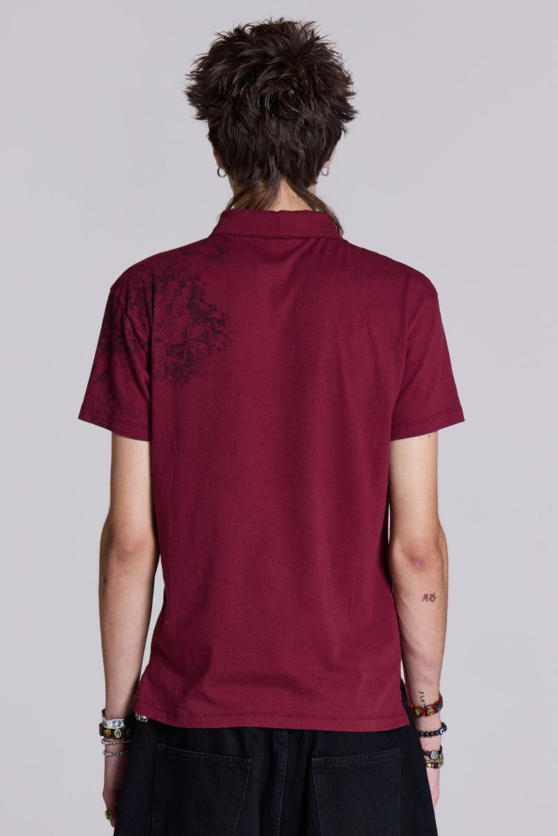 Jaded London Bones Polo Shirt Red