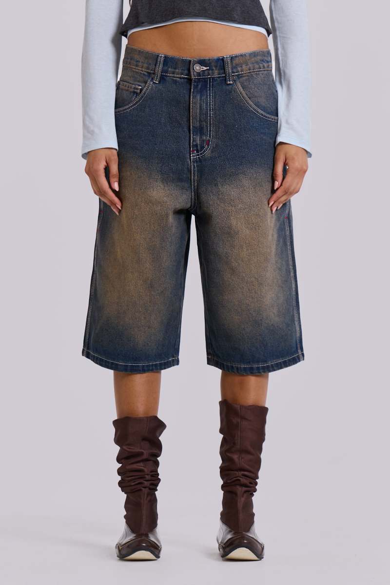 Jaded London Bronx Jumbo Fit Denim Jorts Blue