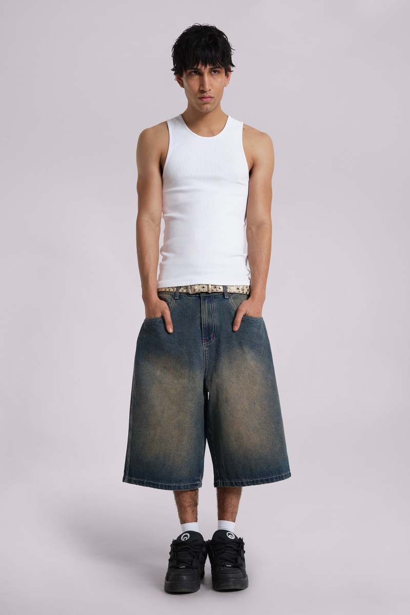 Jaded London Bronx Jumbo Fit Denim Jorts Blue
