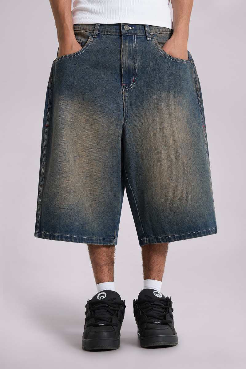 Jaded London Bronx Jumbo Fit Denim Jorts Blue
