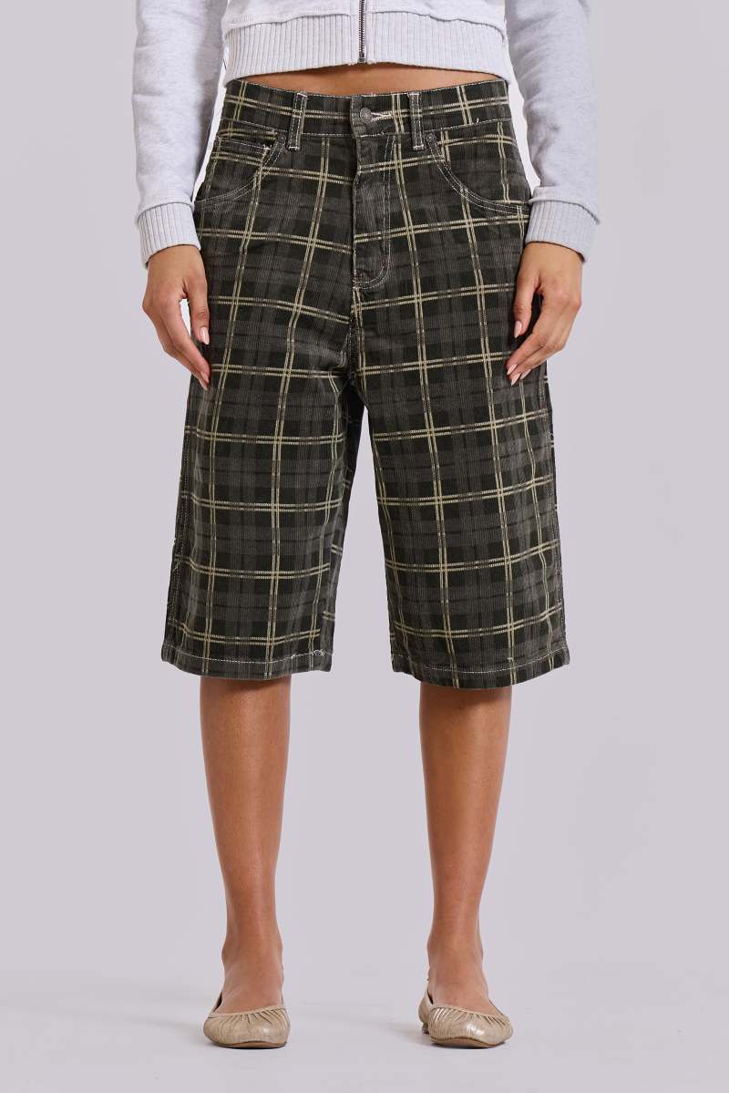 Jaded London Brooklyn Cord Jumbo Jorts Green