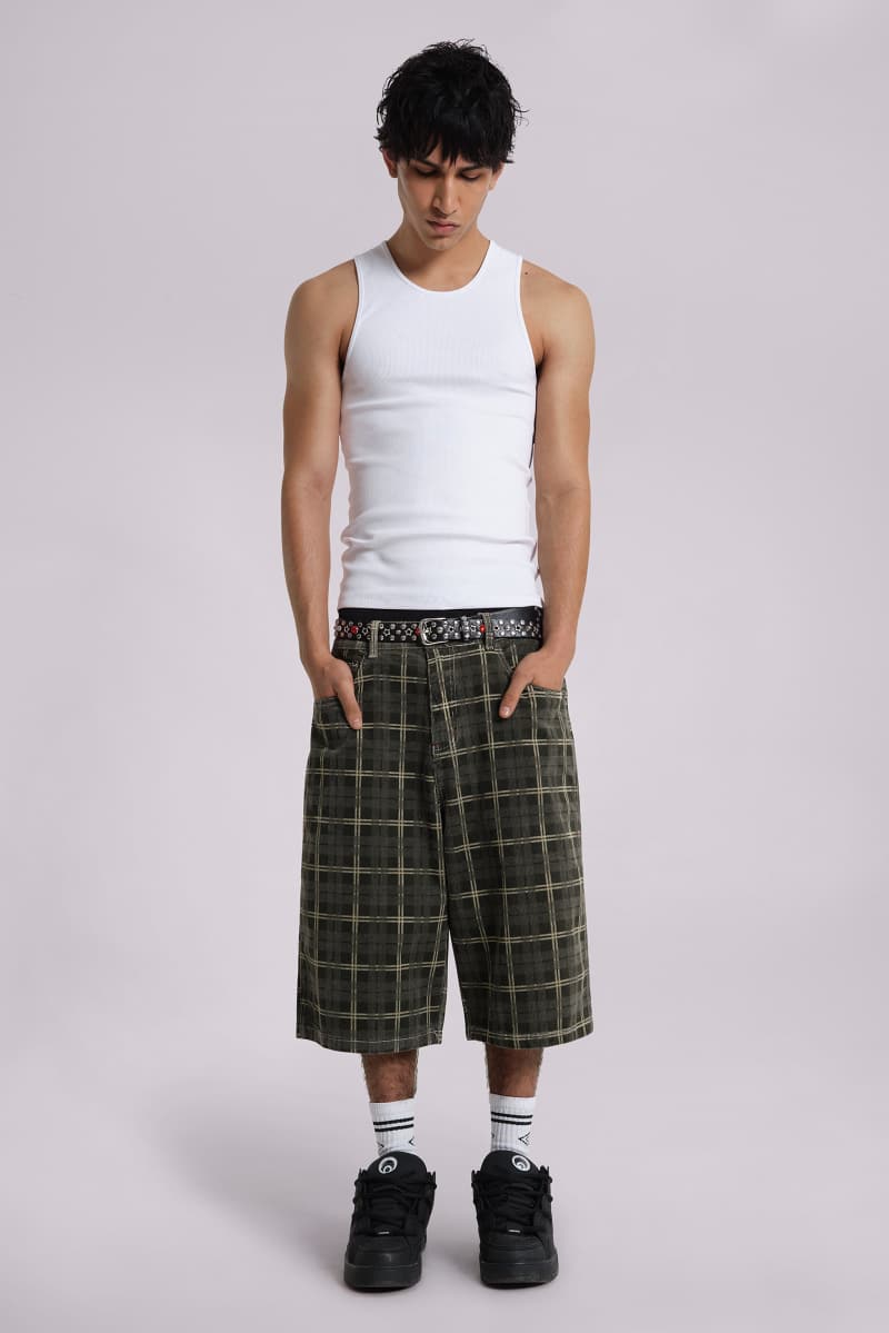 Jaded London Brooklyn Cord Jumbo Jorts Green