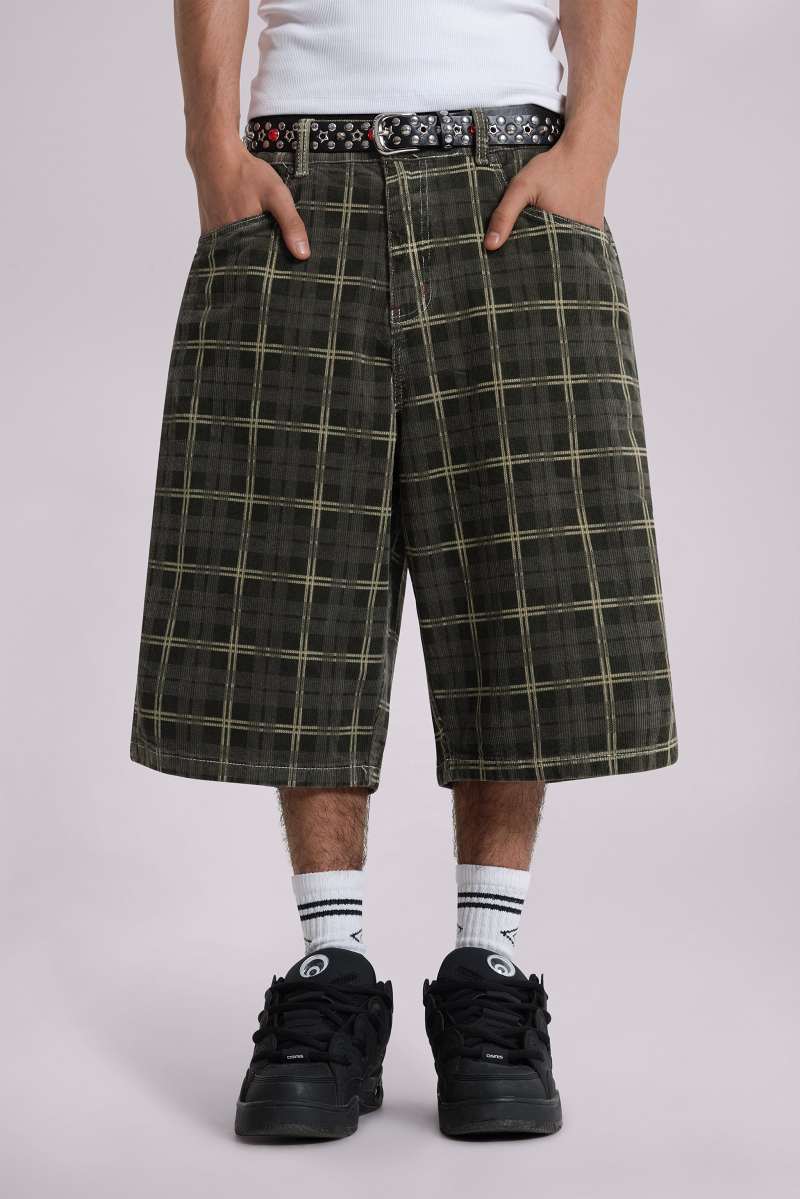 jaded london Brooklyn Cord Jumbo Jorts Green