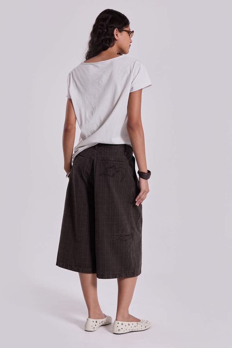 Jaded London Brown Check Jumbo Jorts Brown