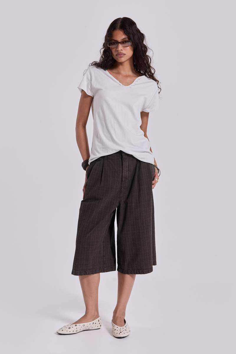 Jaded London Brown Check Jumbo Jorts Brown