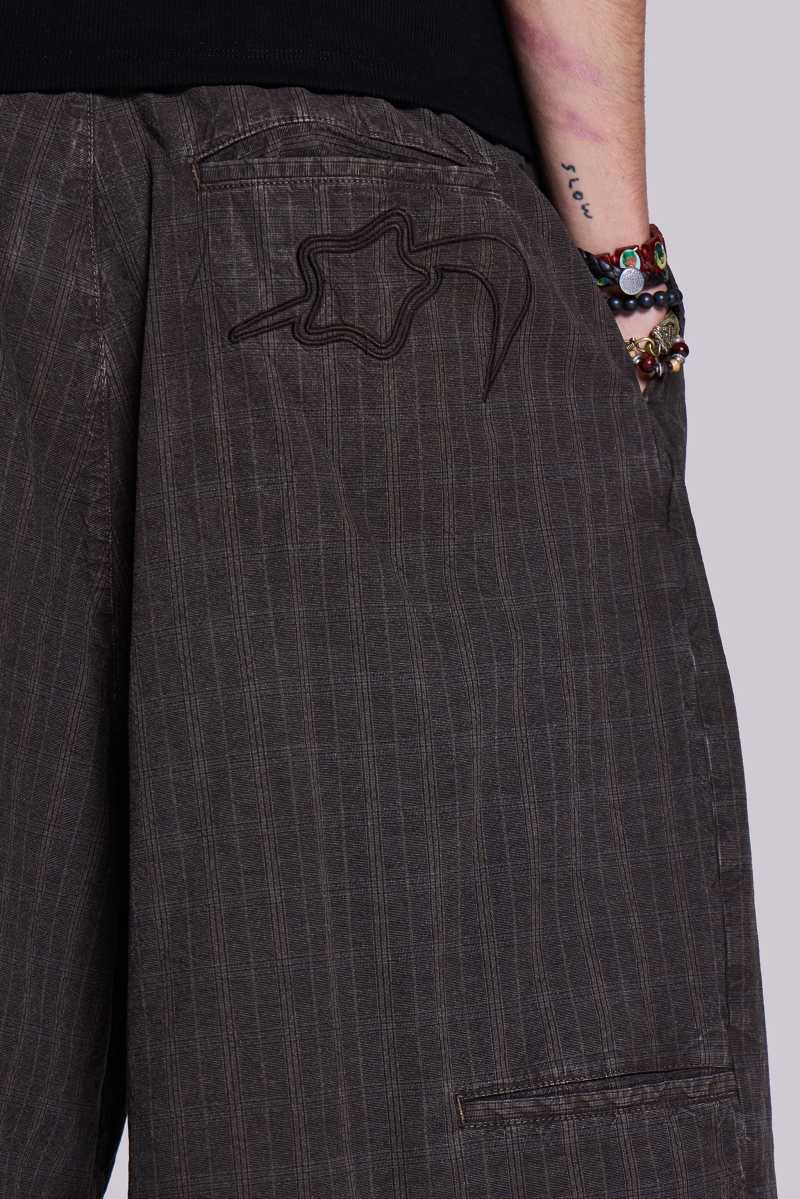 Jaded London Brown Check Jumbo Jorts Brown