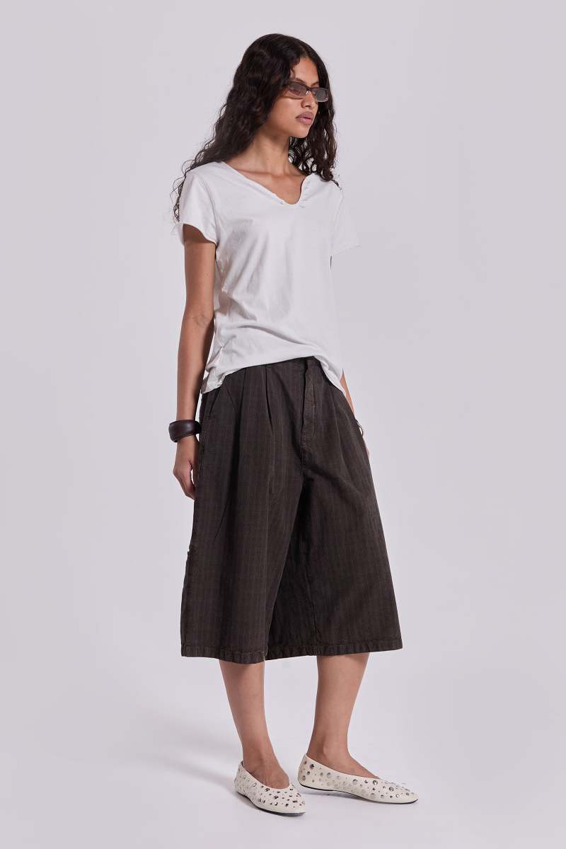 jaded london Brown Check Jumbo Jorts Brown