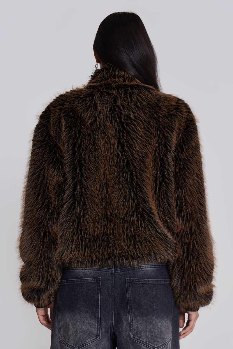 Jaded London Brown Mendoza Faux Fur Jacket Brown