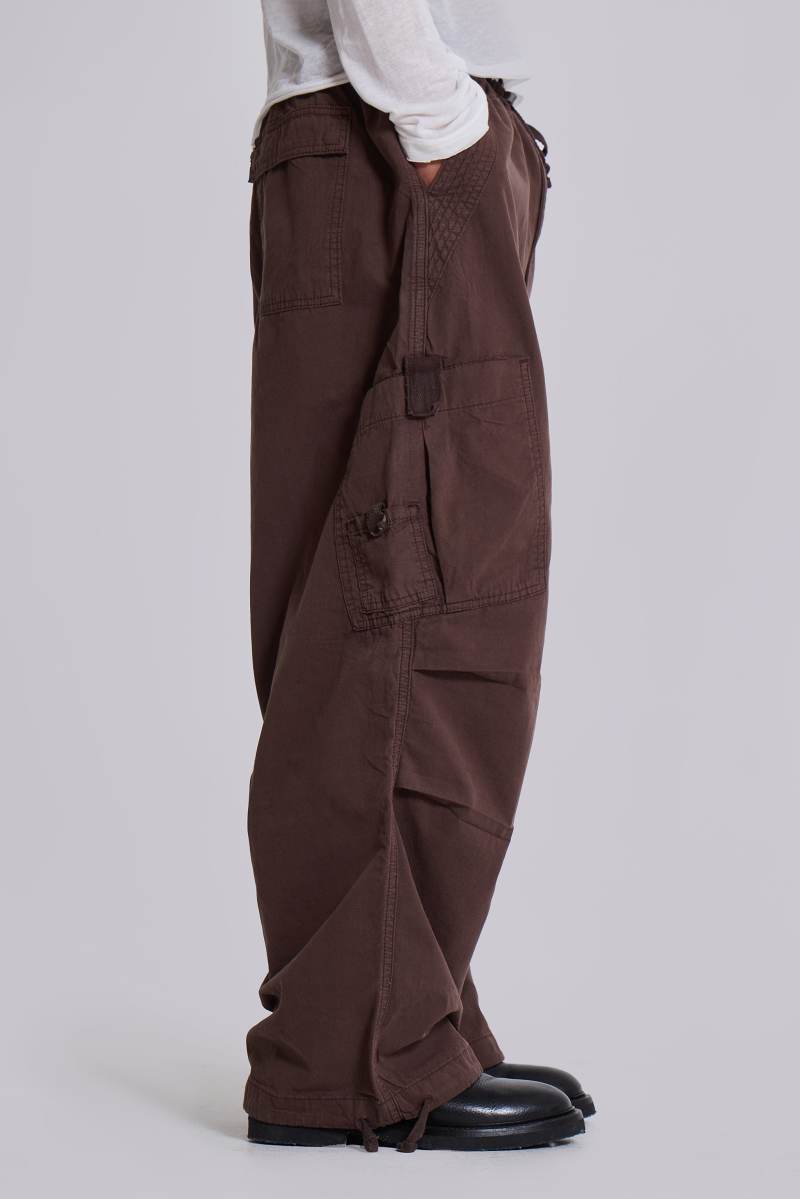 Jaded London Brown Parachute Cargo Pants Brown