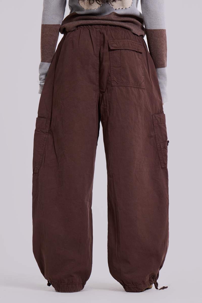 Jaded London Brown Parachute Cargo Pants Brown