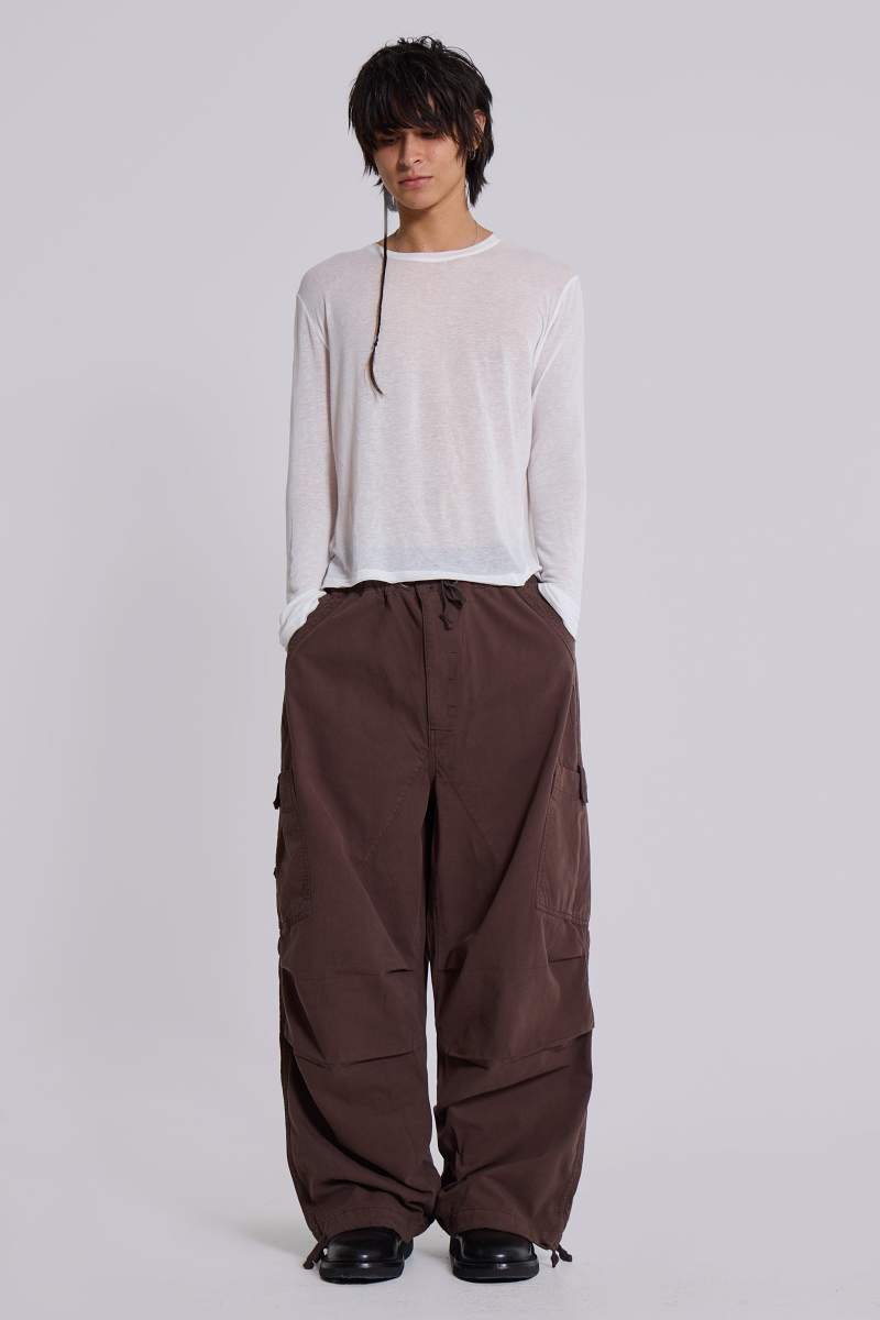 jaded london Brown Parachute Cargo Pants Brown