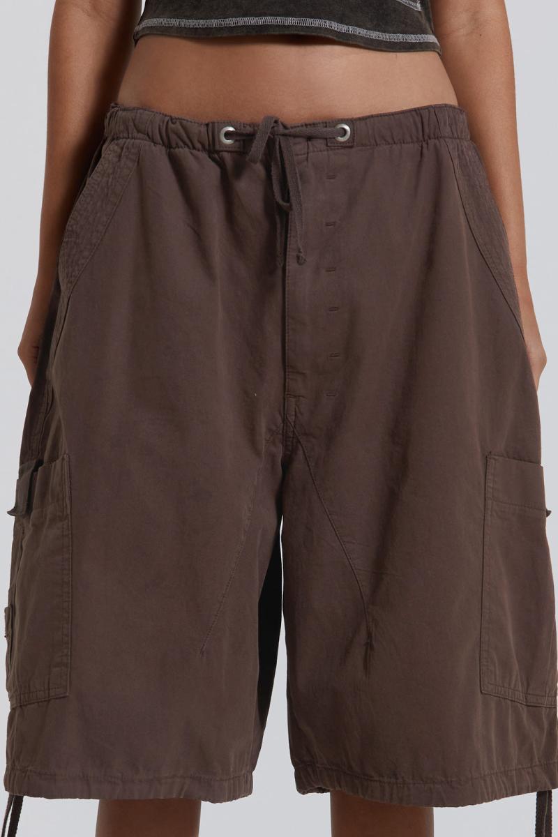 Jaded London Brown Parachute Cargo Shorts Brown
