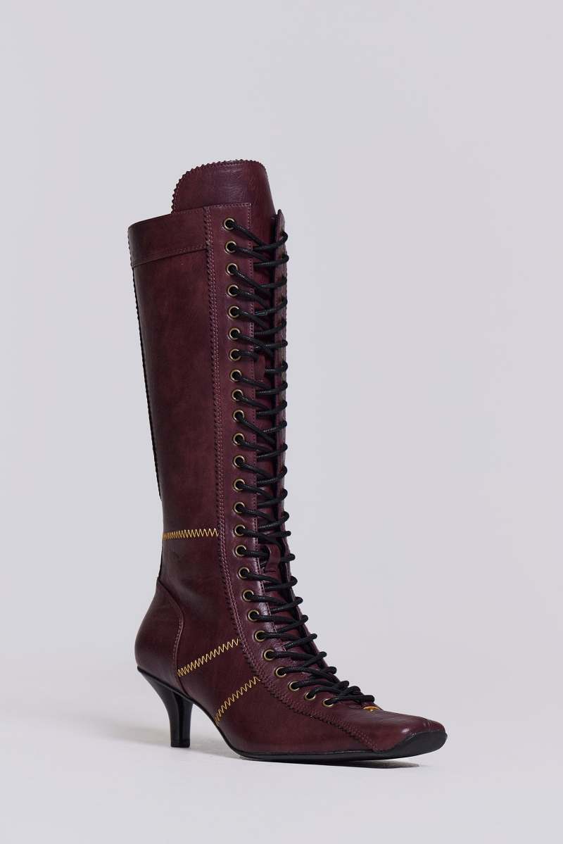 Jaded London Burgundy Brooke Boxing Boot Red