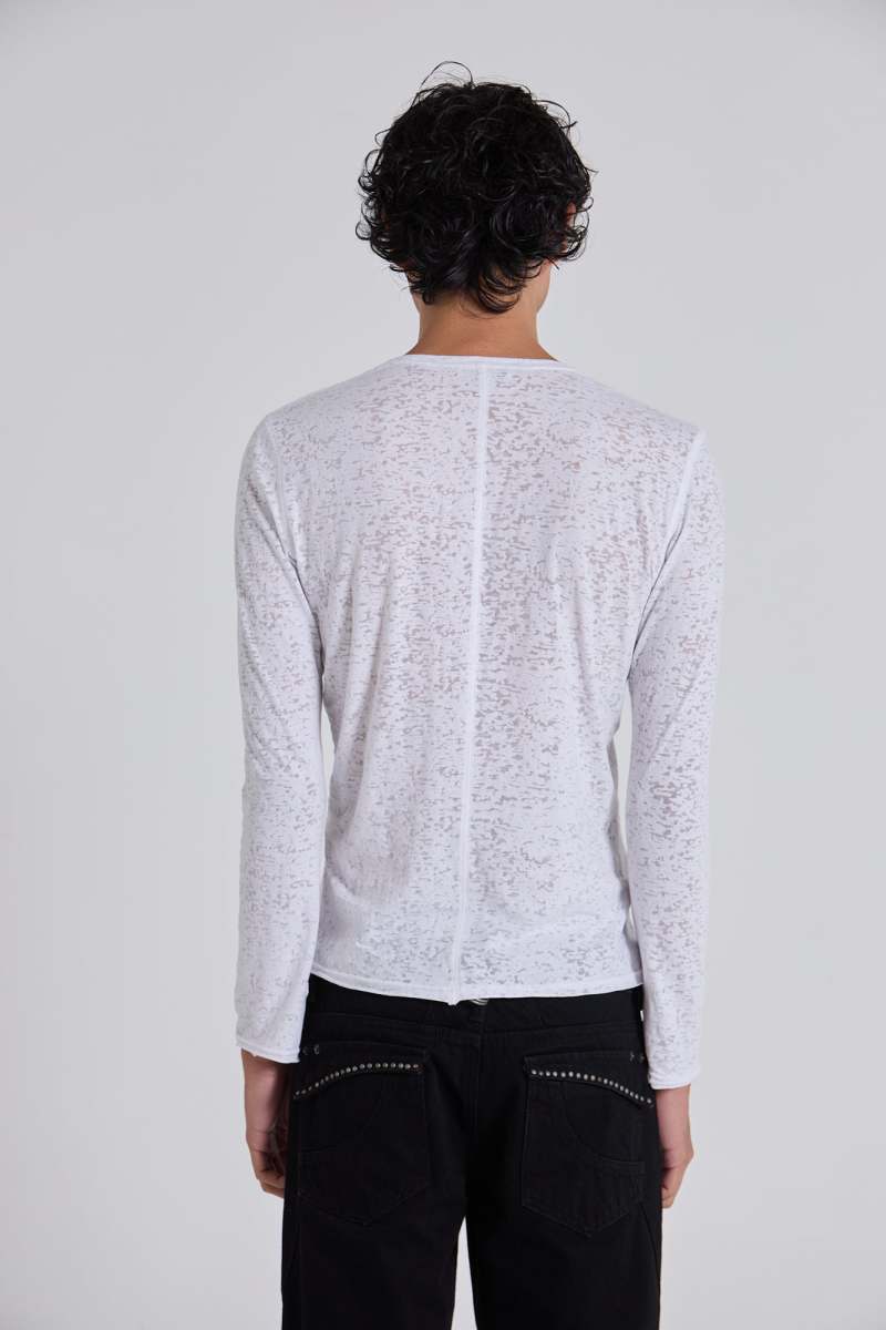 Jaded London Burnout Mist LS Top White