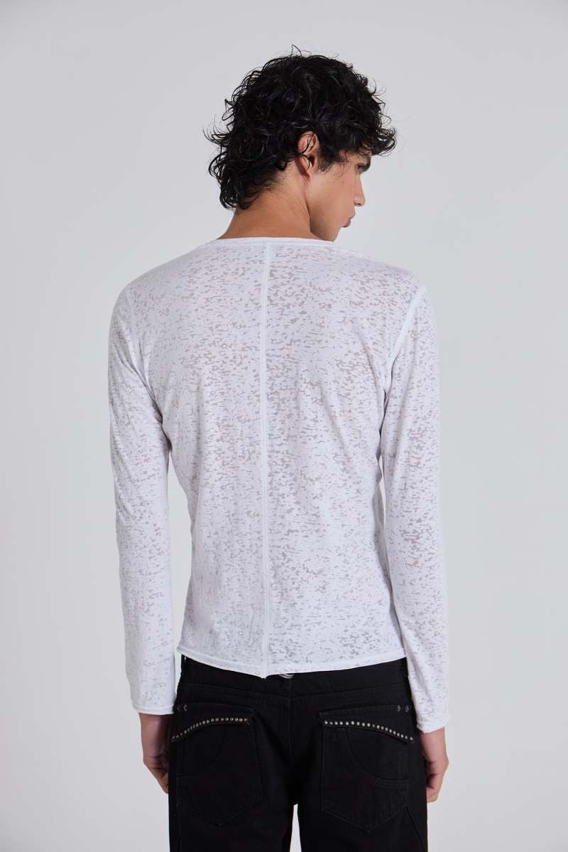Jaded London Burnout Mist LS Top White