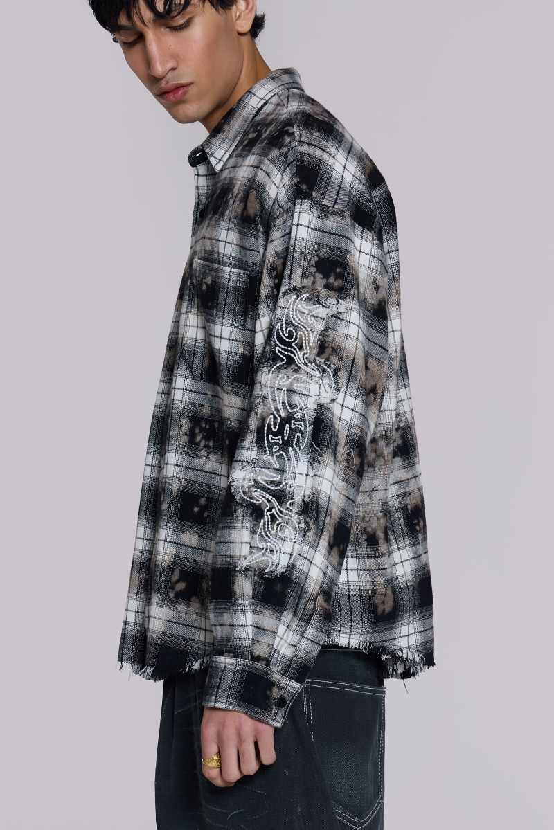 Jaded London Burnout Plaid Shirt Check