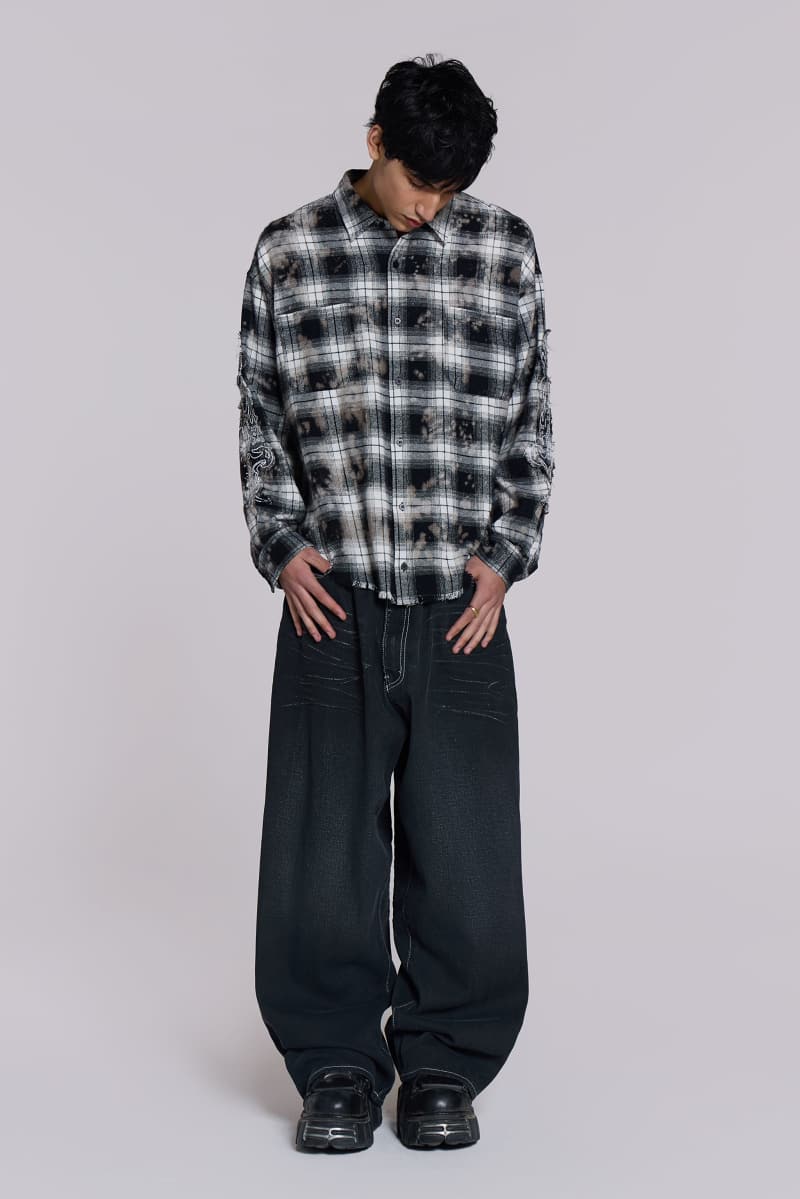 Jaded London Burnout Plaid Shirt Check