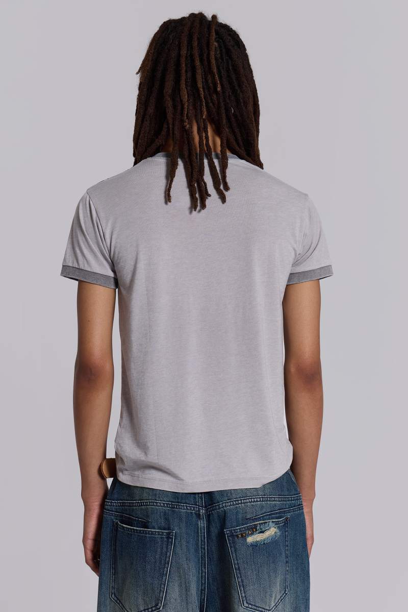 Jaded London Burnout Raptor T Shirt Grey