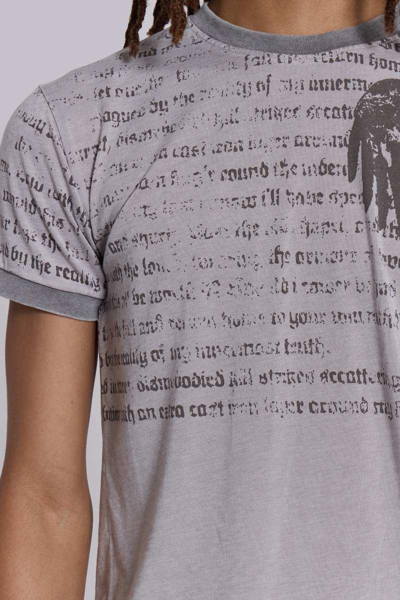 Jaded London Burnout Raptor T Shirt Grey