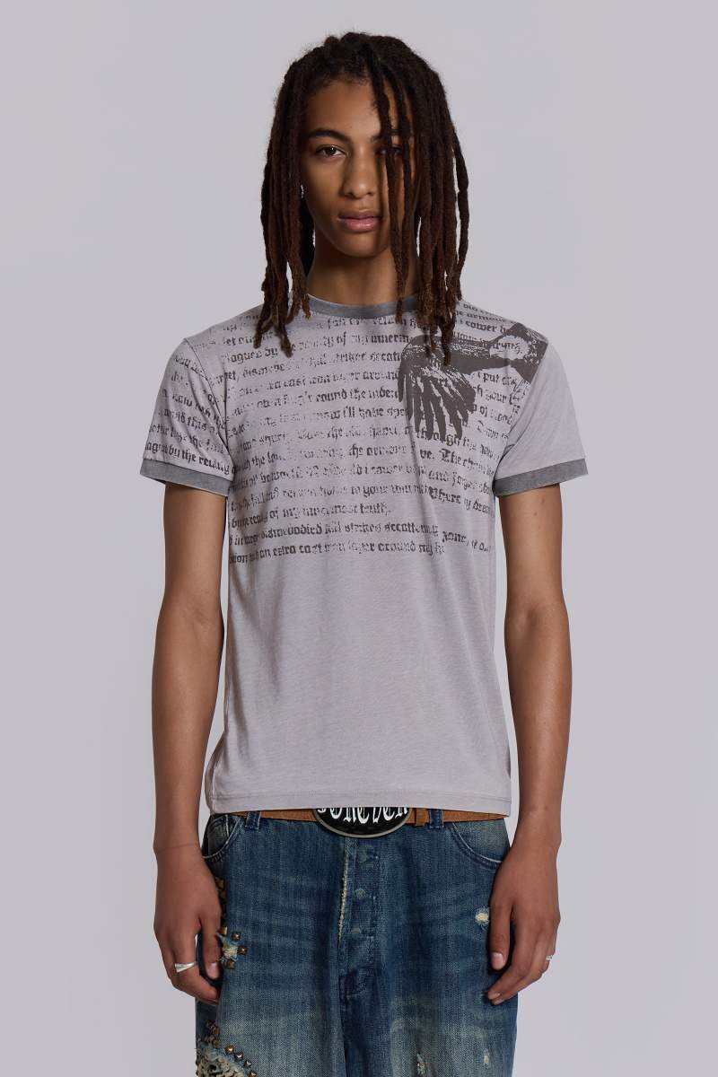 Jaded London Burnout Raptor T Shirt Grey