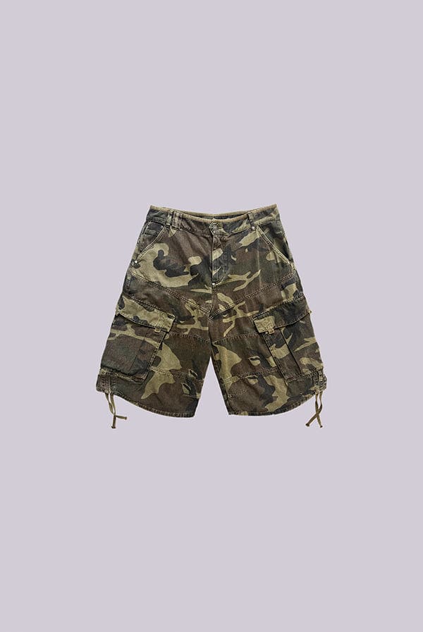 Jaded London Cadet Camo Baggy Shorts Khaki