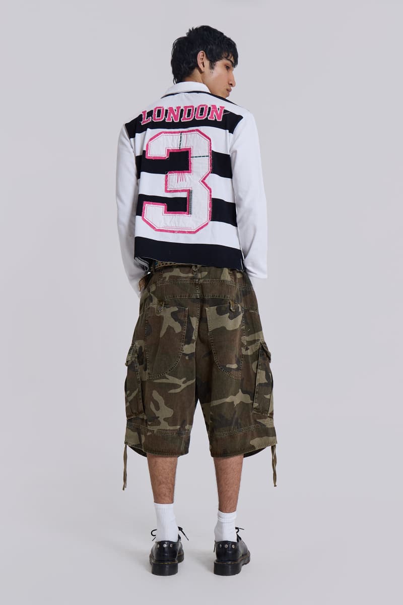Jaded London Cadet Camo Baggy Shorts Khaki