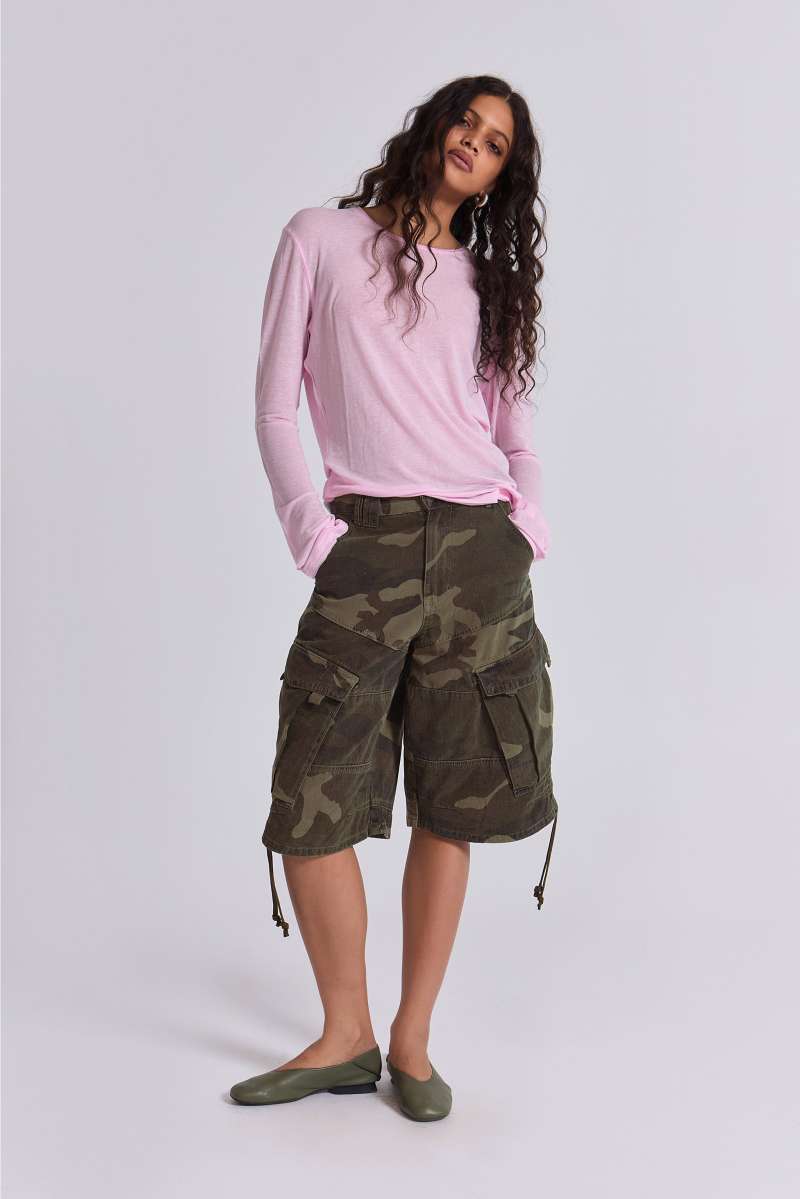 Jaded London Cadet Camo Shorts Khaki