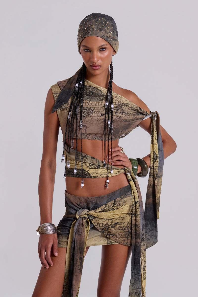 Jaded London Calia Asymmetric Mini Skirt Multi