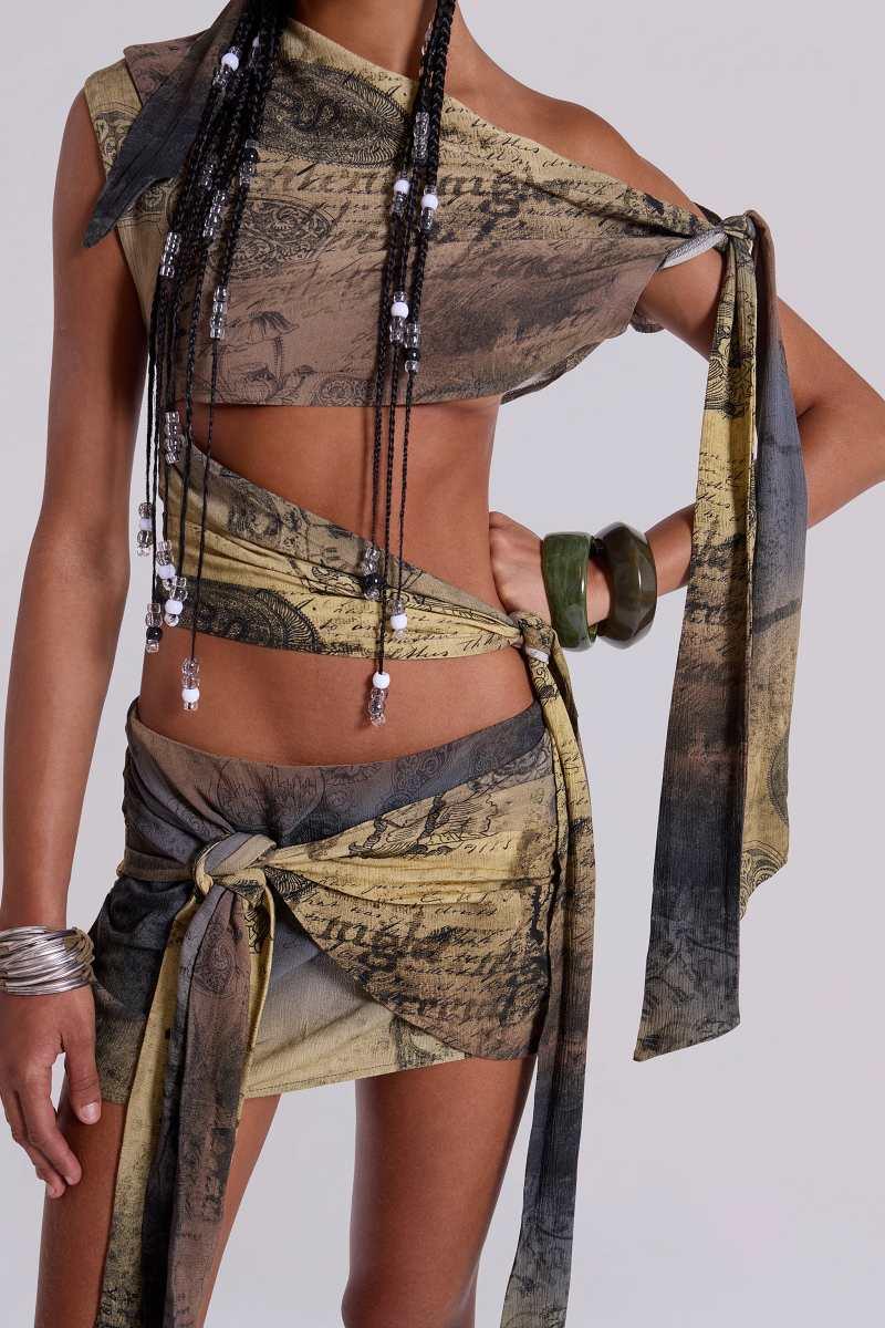 Jaded London Calia Asymmetric Mini Skirt Multi