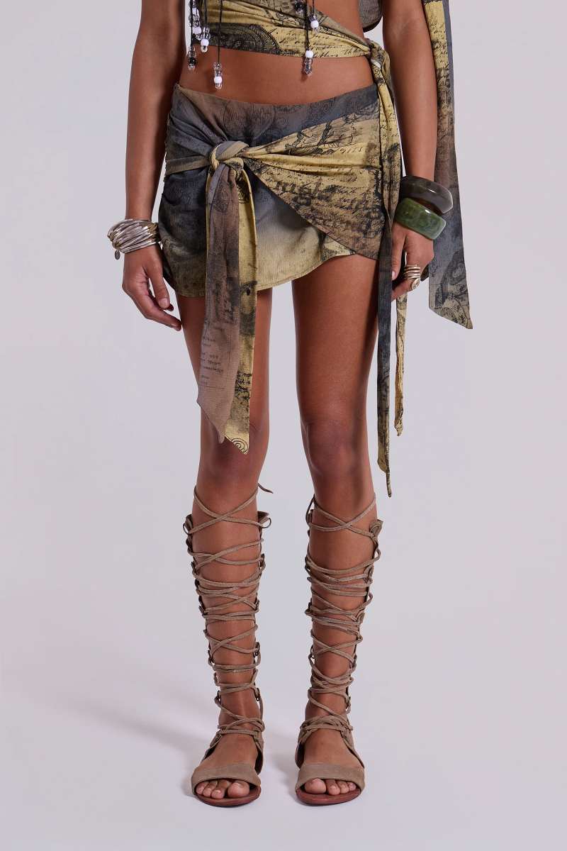 jaded london Calia Asymmetric Mini Skirt Multi