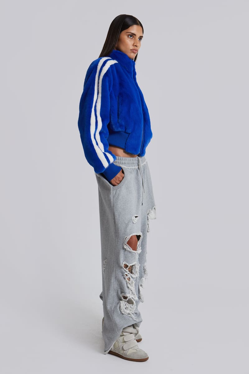 Jaded London Challenger Faux Fur Coat Blue