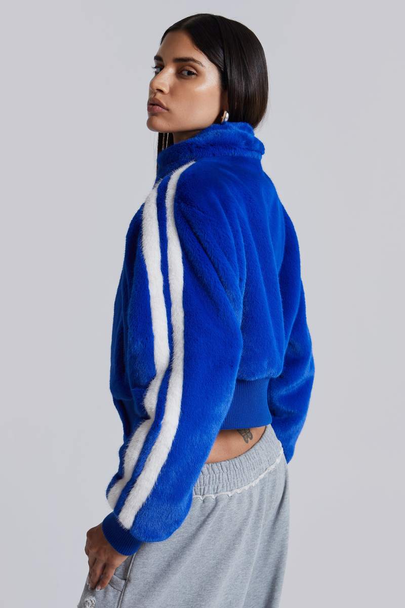 Jaded London Challenger Faux Fur Coat Blue