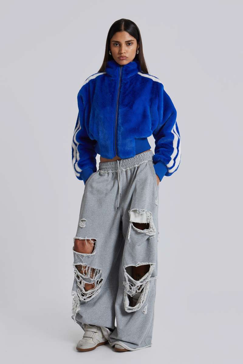 jaded london Challenger Faux Fur Coat Blue