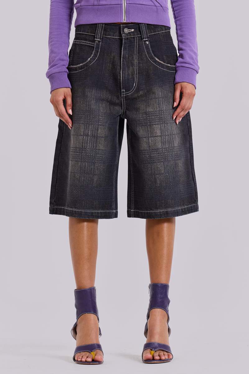 Jaded London Check XL Colossus Jorts Blue