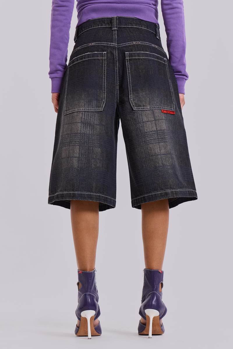 Jaded London Check XL Colossus Jorts Blue