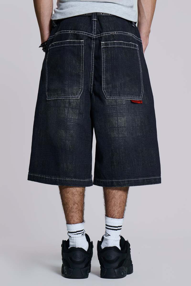 Jaded London Check XL Colossus Jorts Blue