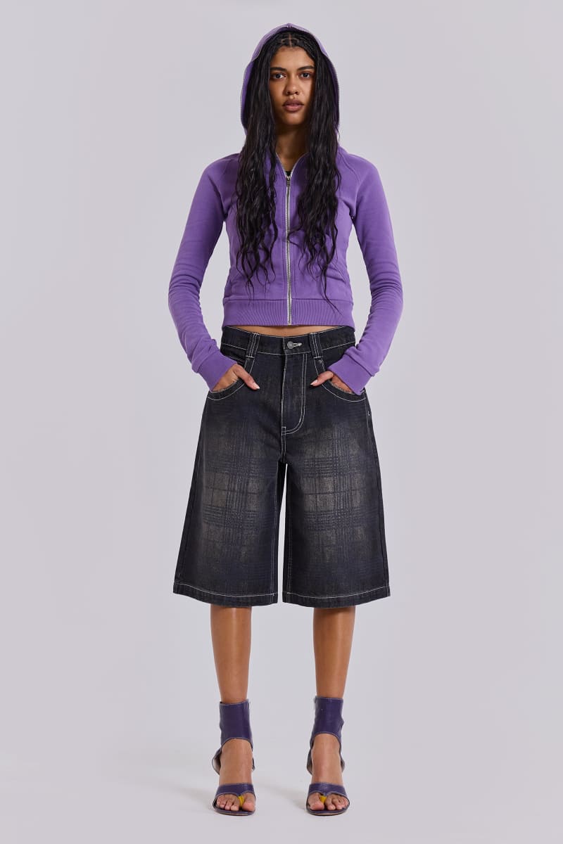 jaded london Check XL Colossus Jorts Blue