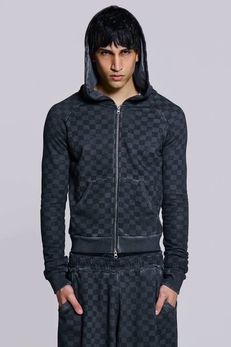 Jaded London Checkerboard Mini Monster Hoodie Grey