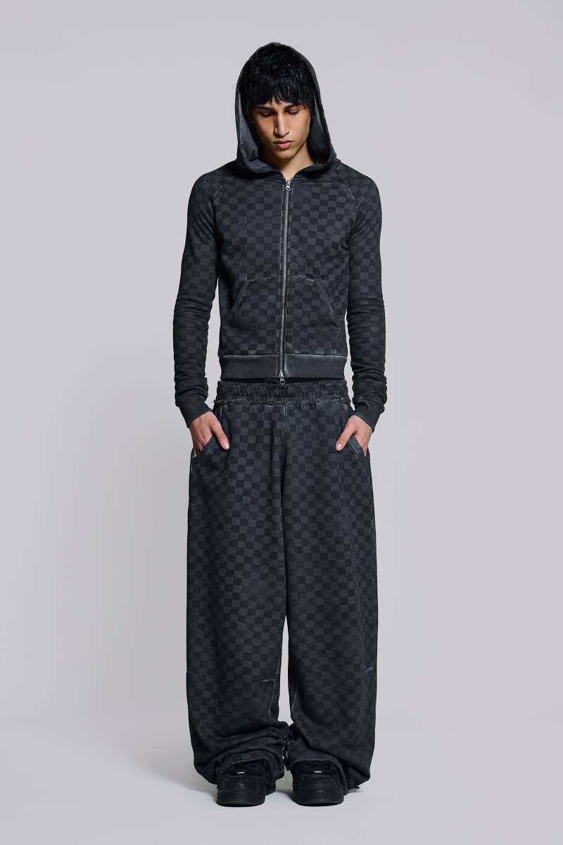 Jaded London Checkerboard Mini Monster Hoodie Grey