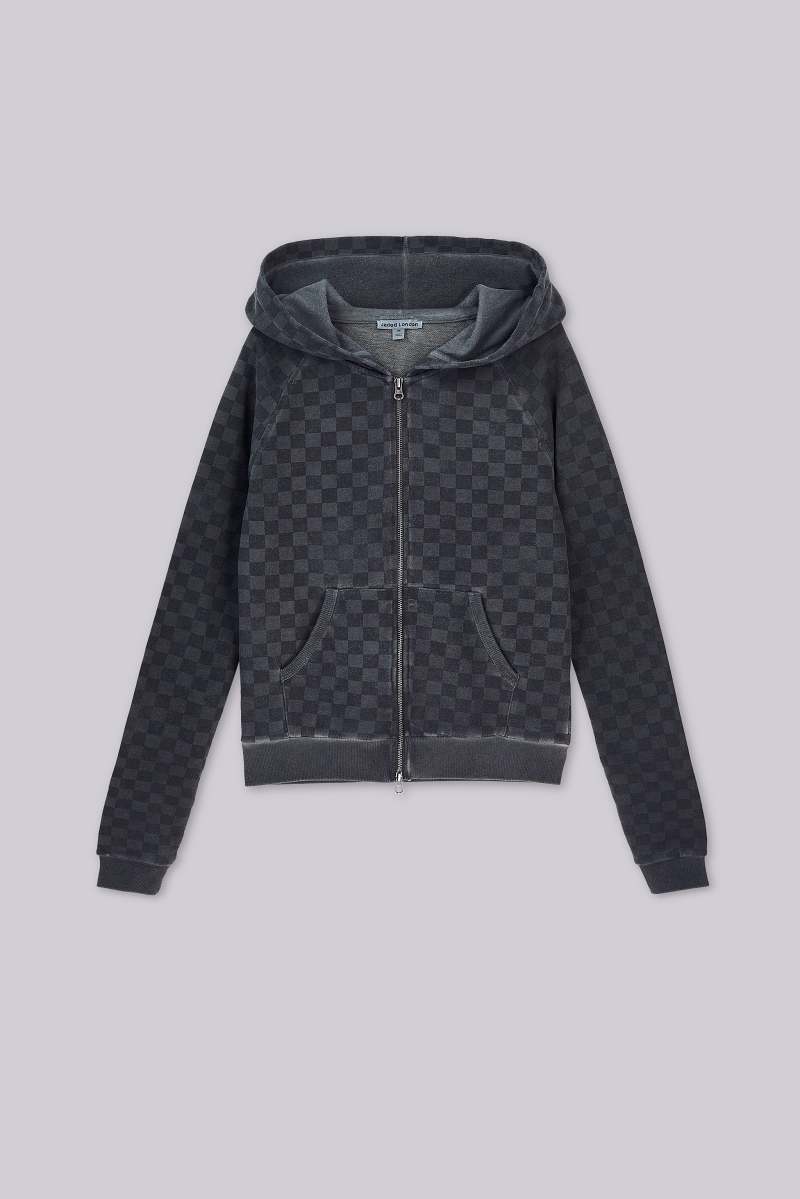 jaded london Checkerboard Mini Monster Hoodie Grey