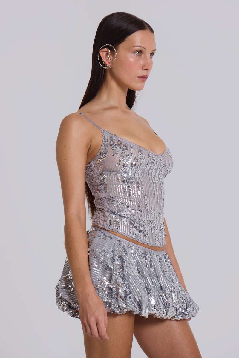 Jaded London Cosmic Sequin Cami Top Grey