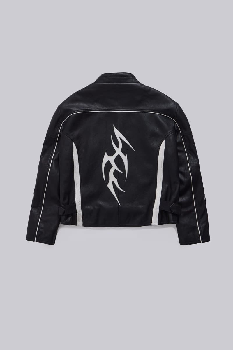 Jaded London Crash Leather Biker Jacket Black