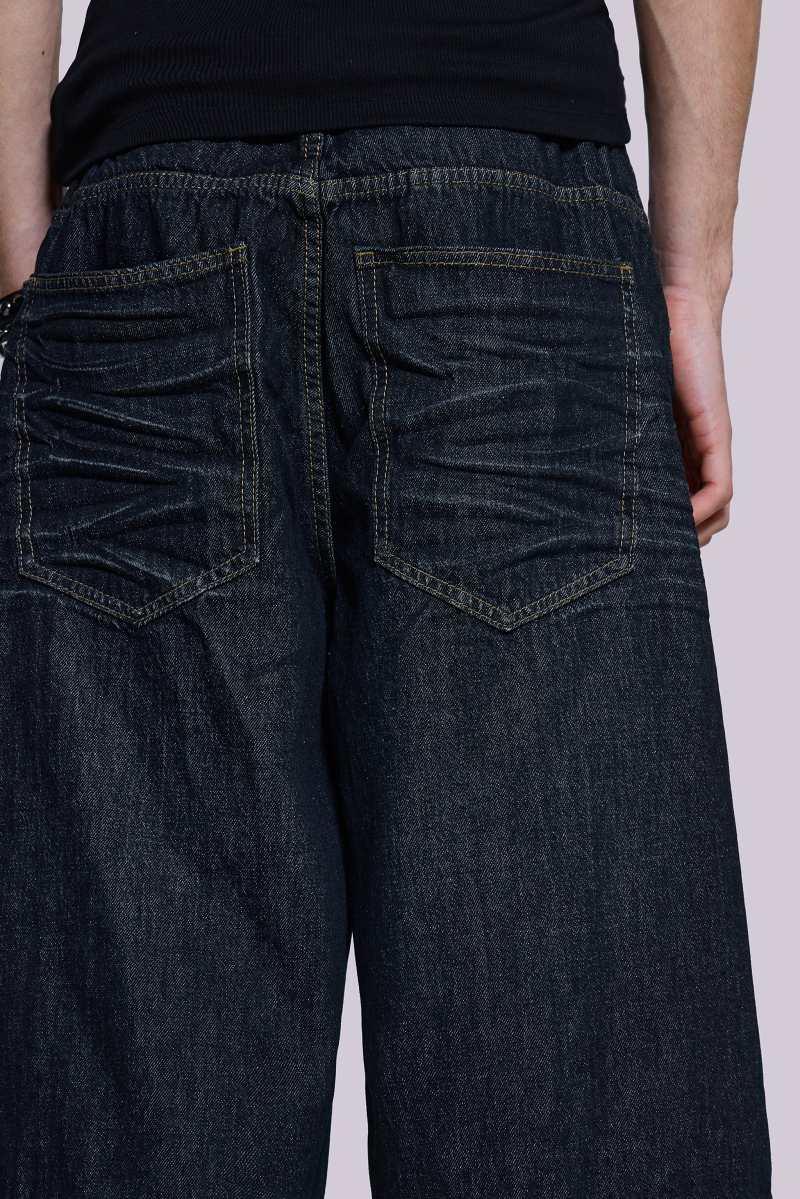 Jaded London Creased Indigo Colossus Jorts Blue