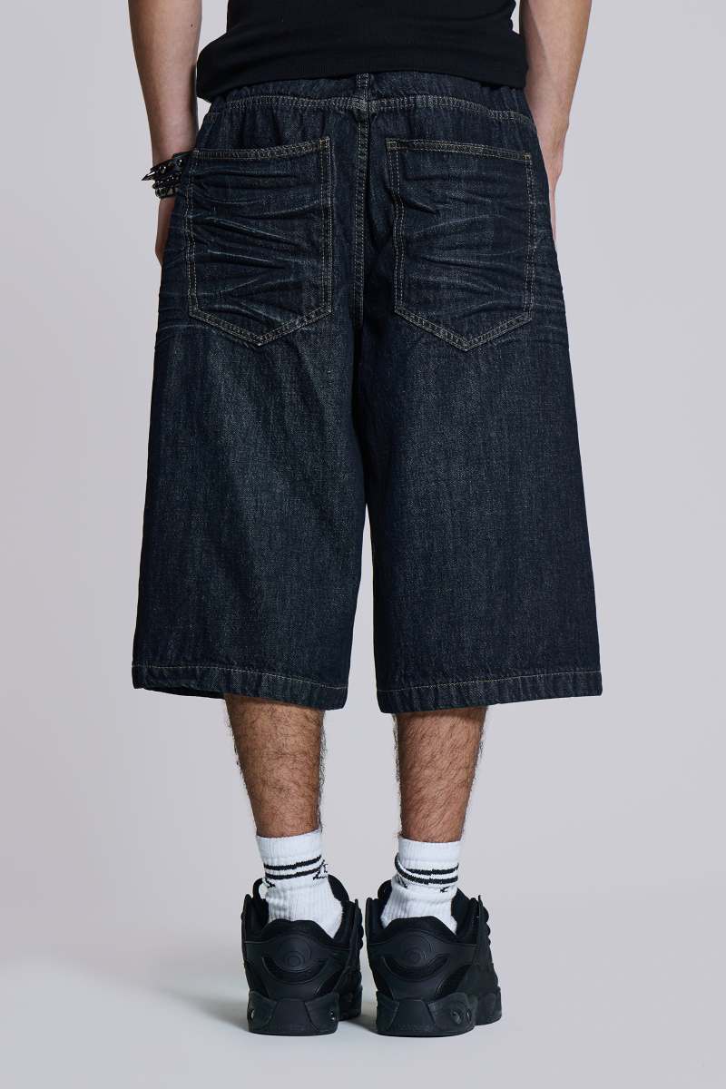 jaded london Creased Indigo Colossus Jorts Blue